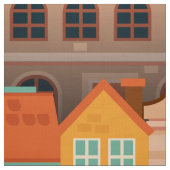 Tissu Motif coloré de maisons (Échantillon)