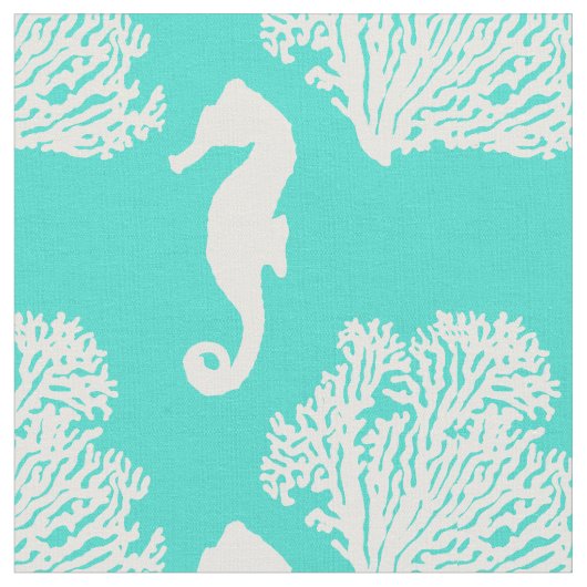 Tissu Motif Côtier Turquoise Et Blanc (Fermer)
