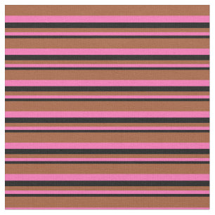 Tissu Motif couleur noir, rose chaud et sienne