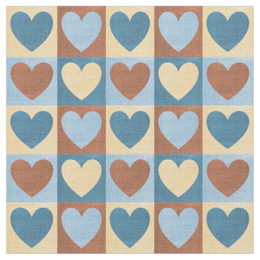 Tissu Motif Country Chic Hearts (Fermer)