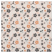 Tissu Motif crâne de fleurs (Échantillon)