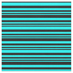 Tissu Motif Cyan & Black Lines