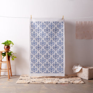 Tissu Motif Damas fleuri - bleu + votre idée