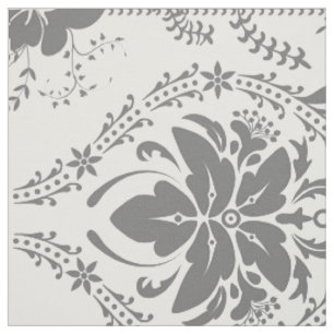Tissu Motif Damask blanc et gris