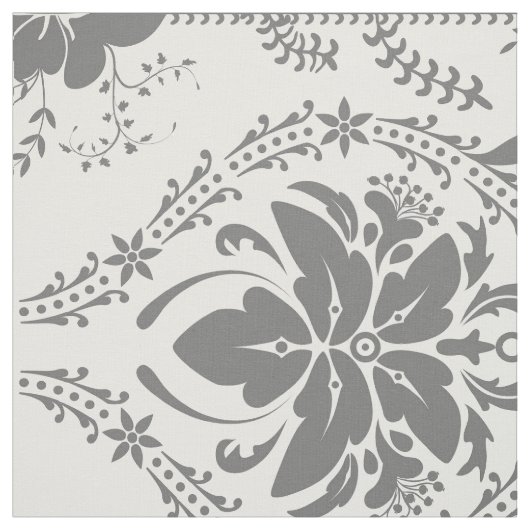 Tissu Motif Damask blanc et gris (Échantillon)