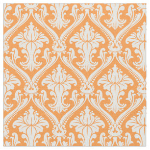 Tissu Motif damassé baroque orange tendance