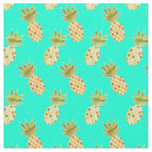 Tissu Motif d'ananas à aquarelle d'été tropical (Fermer)