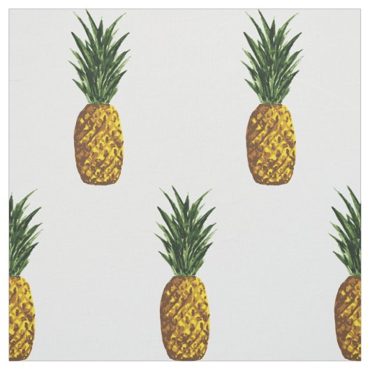 Tissu Motif d'ananas tropical blanc (Échantillon)