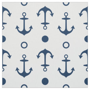 Tissu Motif d'ancres bleu marine et blanc