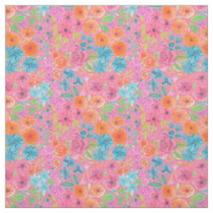 Tissu Motif d'aquarelle florale en rose