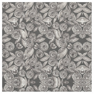 Tissu Motif d'aquarelle moderne noir blanc