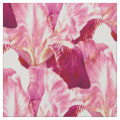 Tissu Motif d'art botanique rose rouge Iris (Détail)