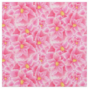 Tissu Motif d'art de l'aquarelle rose Camellia