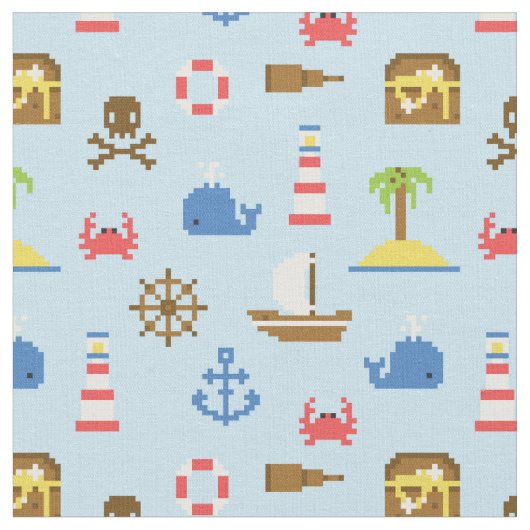 Tissu Motif d'art de mer de pixel (Fermer)