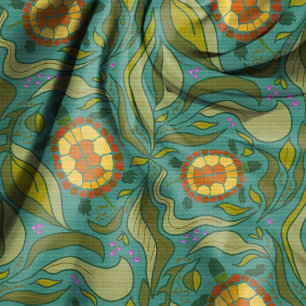 Tissu Motif d'art de tortue de vie lente