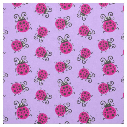 Tissu Motif d'art graphique ladybugs rose (Échantillon)