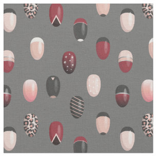 Tissu Motif d'art gris de Bourgogne noire rose