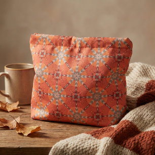 Tissu Motif d'art populaire de Bohème rouge orange gris