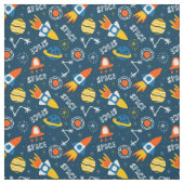 Tissu Motif d'aventures spatiales colorées (Échantillon)