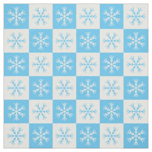 Tissu Motif de À damiers de neige blanc bleu clair