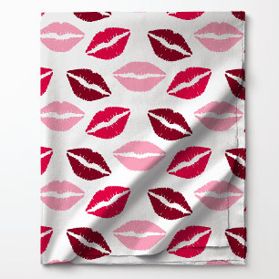 Tissu Motif de baisers de rouge à lèvres rose et rouge