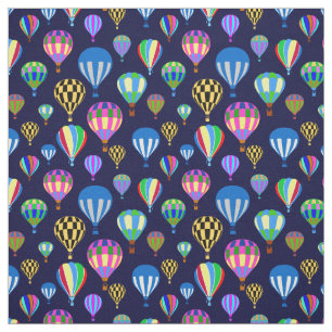 Tissu Motif De Ballons À Air Chaud. Arrière - plan bleu