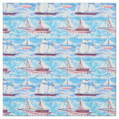 Tissu Motif de bateaux de navigation d'aquarelle (Échantillon)