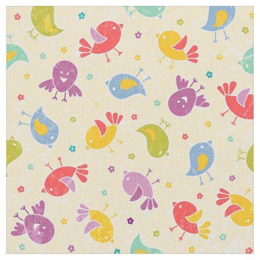 Tissu Motif de bébé avec les oiseaux mignons (Fermer)