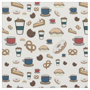 Tissu Motif De Café, Tee, Pâtisserie, Sucres