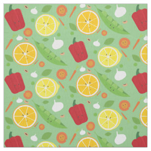 Tissu Motif de caricatures de fruits souriants