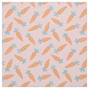 Tissu Motif de carottes mignonnes sur rose clair