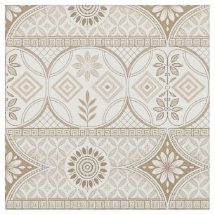 Tissu Motif de carreaux floraux géométriques ornés