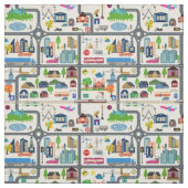 Tissu Motif de carte de ville (Échantillon)