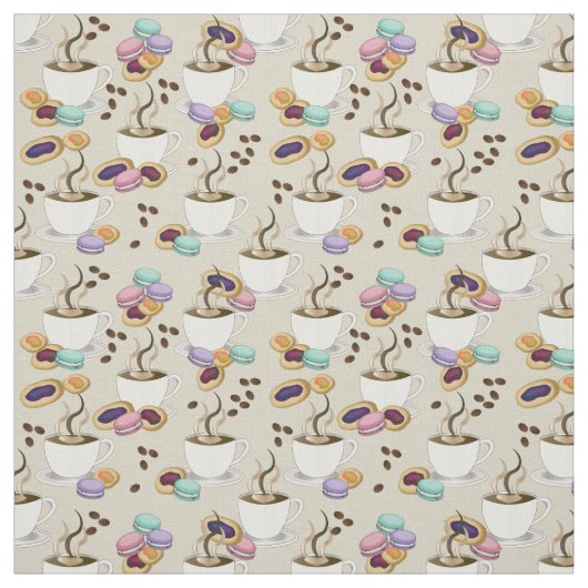 Tissu Motif de caves à café et biscuits (Échantillon)
