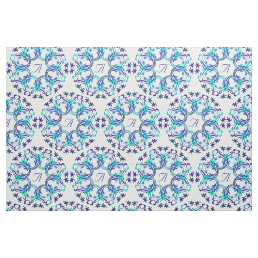 Tissu motif de cercles de damassé. Monogramme (Fat Quarter)