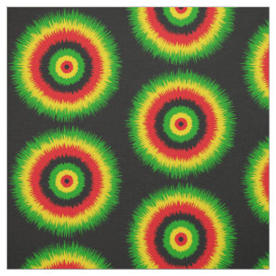 Tissu Motif de cercles Tie Dye Rasta Rouge Jaune Vert