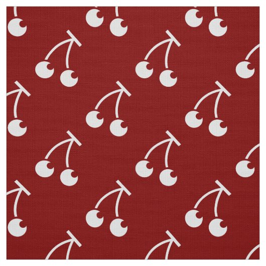 Tissu motif de cerises blanches rouges (Échantillon)