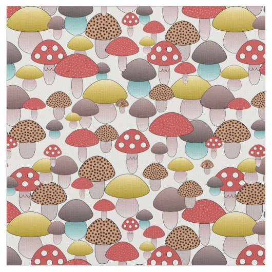 Tissu Motif de champignons amusants (Fermer)