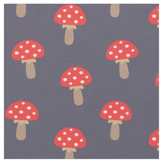 Tissu Motif de champignons Pots Rouges (Fermer)