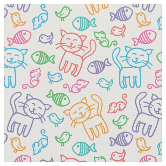 Tissu motif de chat (Fermer)