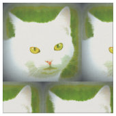 Tissu motif de chat blanc (Fermer)