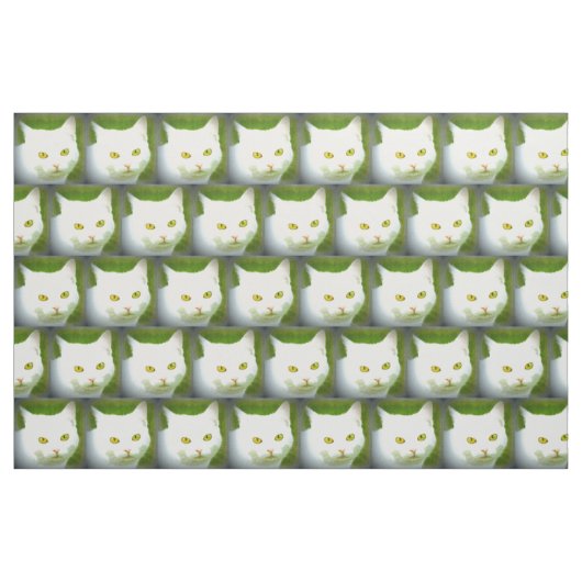 Tissu motif de chat blanc (Fat Quarter)
