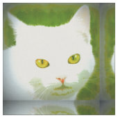 Tissu motif de chat blanc (Fermer)