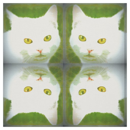 Tissu motif de chat blanc (Échantillon)
