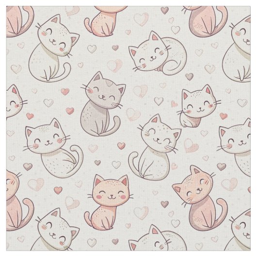 Tissu Motif de chat Chibi mignon - Conception d'art de d (Fermer)
