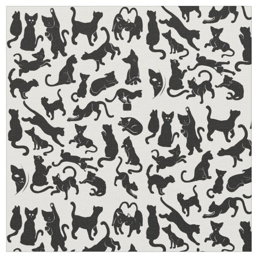 Tissu Motif de chat noir (Fermer)
