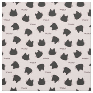 Tissu Motif de chat noir mignon Kitty rose Meow