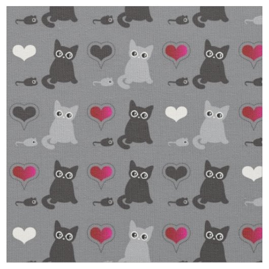 Tissu motif de chaton et de souris (Fermer)
