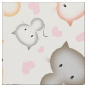 Tissu Motif de chatons mignons et de cœurs (Fermer)