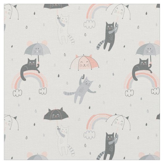 Tissu Motif de chats à plume (Fermer)